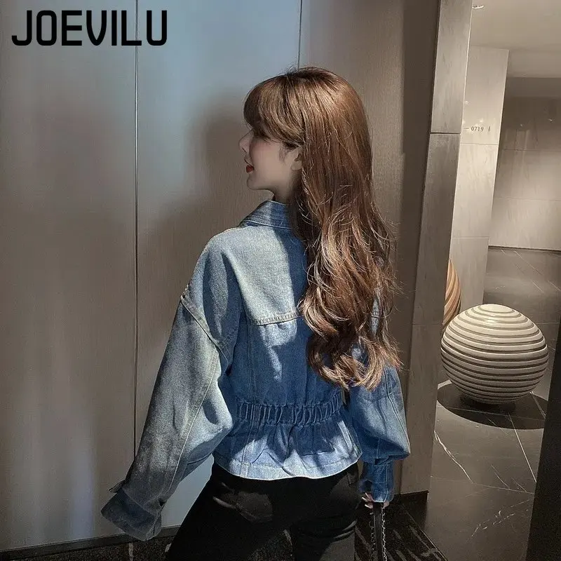 Veste en Jean Plissée à Col en V pour Femme, Manteau Slim, Mode Coréenne, Chemise Irrégulière Personnalisée, Denim Décontracté, Automne