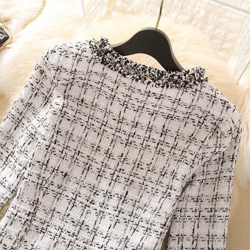 Vestes femme veste femme printemps nouveau à la mode dames court Joker tempérament petit manteau en Tweed parfumé manteau en Tweed Cardigan
