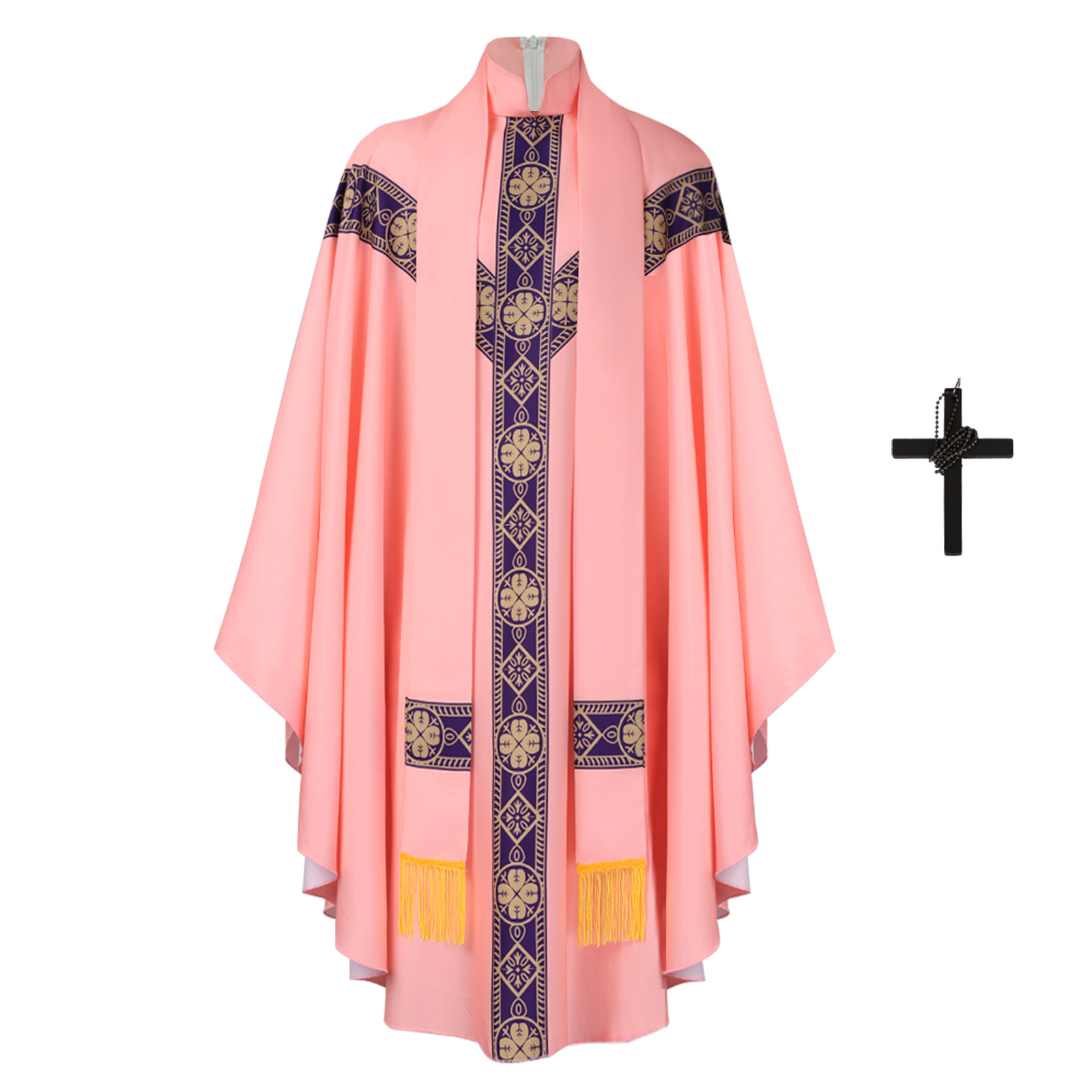 Chasubles de prêtre catholique avec étole et croix, vêtement liturgique traditionnel pour le père des communautés catholiques, robe de Messe, costume d'Halloween