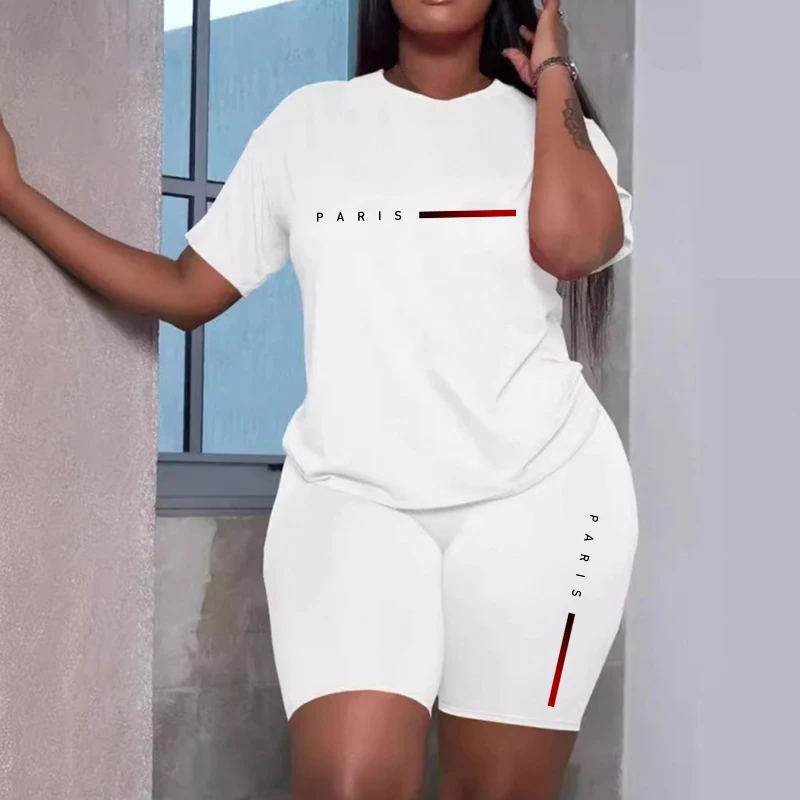 Ensemble de survêtement décontracté pour femme, collection été 2026, deux pièces, vente chaude, qualité tendance, t-shirts de sport à manches courtes et col rond, vêtements de tous les jours