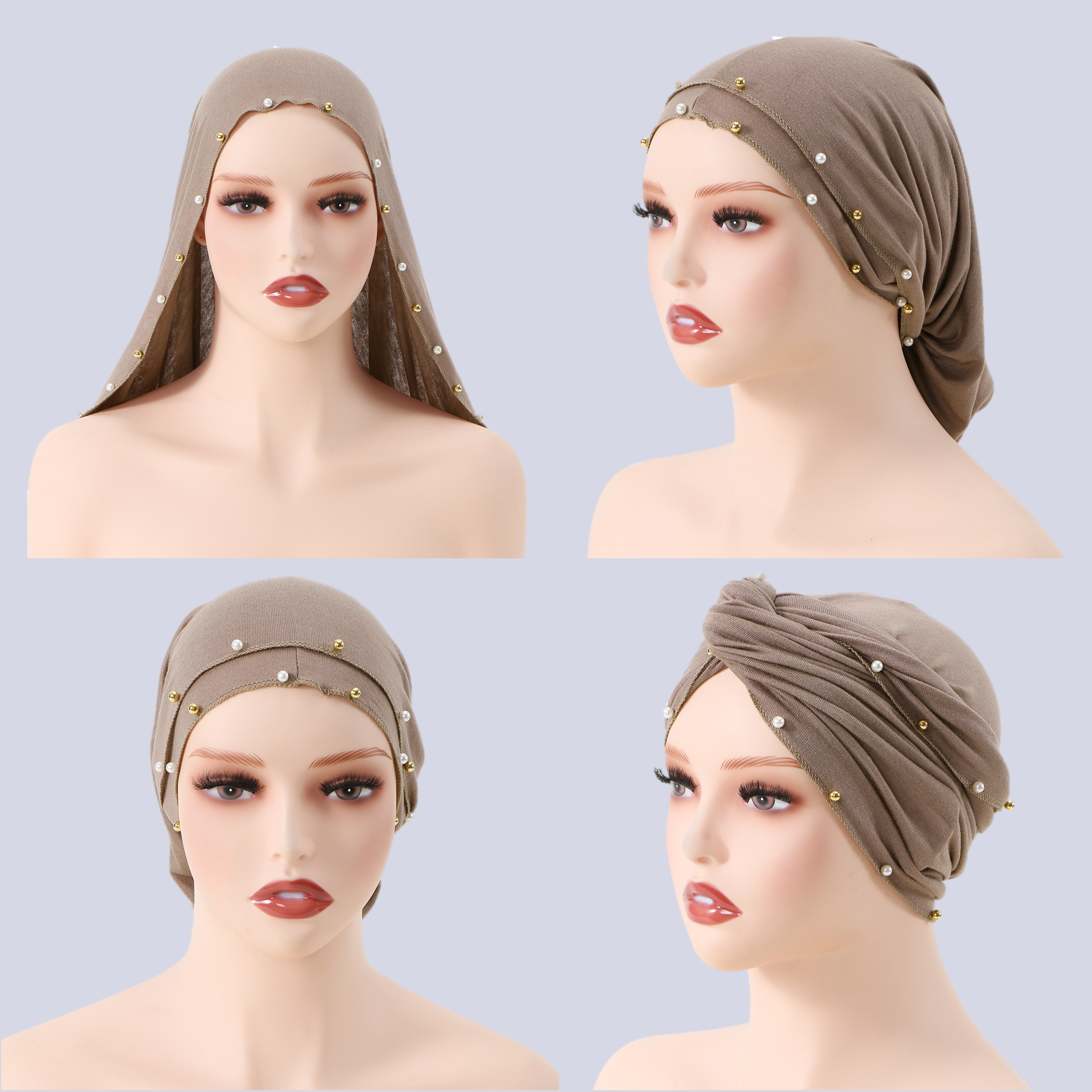 Nouveau Ramadan perles coton Jersey instantané Hijab casquette solide femme musulmane sous-capuche extensible croix chapeau Islam Turban Bonnet bandeau