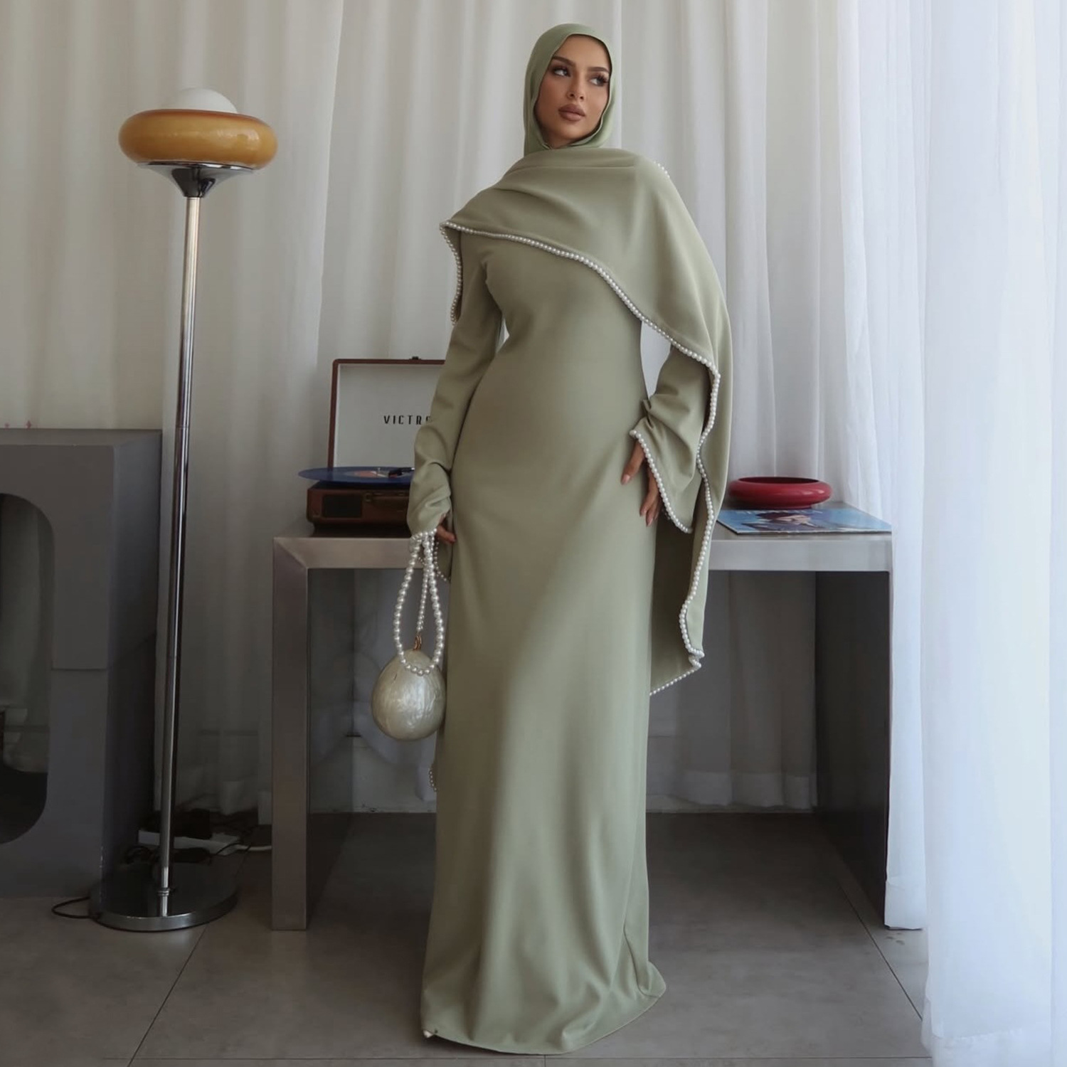 Robe longue musulmane pour femme, Abaya Caftan Jalabiya, Cape avec perles et diamants, pour l'Aïd et le Ramadan, Robe de soirée 2026