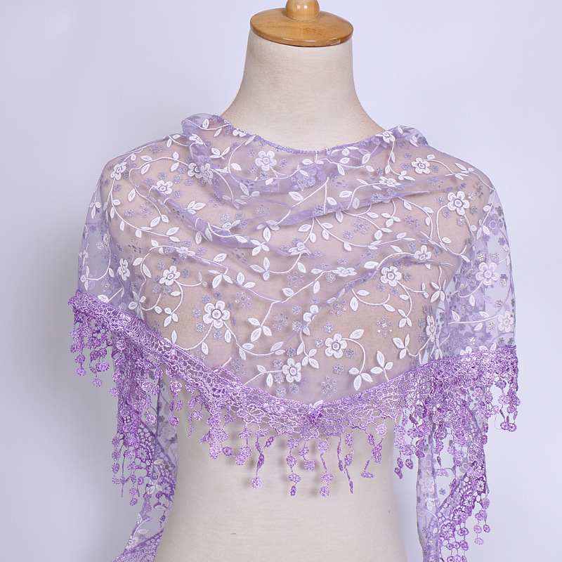 BOHOWAII Foulard Femme mode Bufandas femmes Hijab Triangle dentelle Voile Tulle écharpe châle évider Voile Femme Musulman