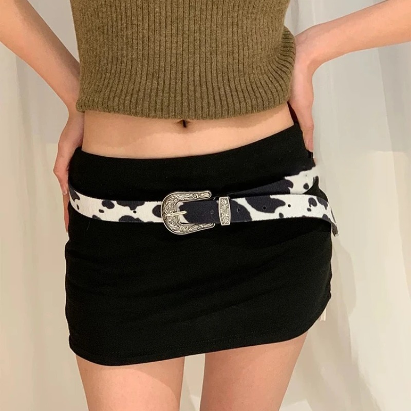 Ceinture à motif de vache, Cowboy occidental, boucle, chaîne de taille, tissu en daim, mode jean, jupe, accessoires de voyage, vacances