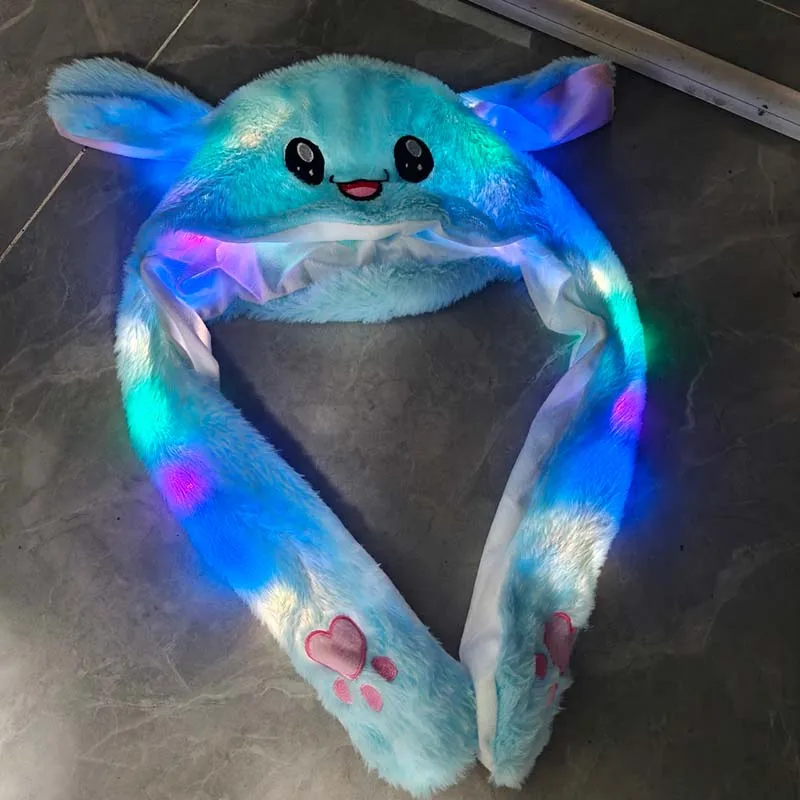 Chapeau en peluche lapin mignon avec oreilles mobiles, casquette amusante en forme de lapin aux oreilles sauteuses, accessoire de tête pour fête d'Halloween et cosplay pour adulte