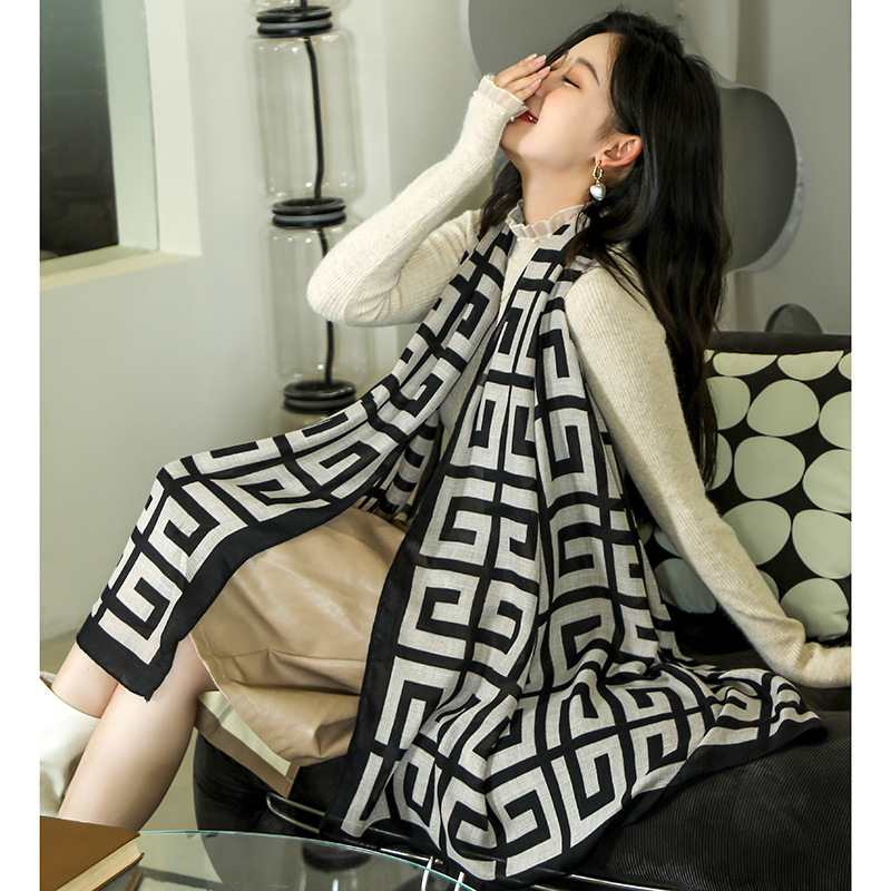 Écharpe grande taille en coton et chanvre pour femme, résistante au froid, polyvalente, chaude, mode édition coréenne, cicatrice de mode, automne et hiver