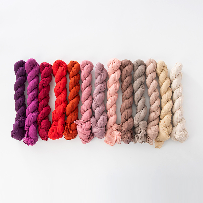Nouvelle écharpe froissée en coton voile pour femmes et filles, châle fin en tricot doux, écharpes d'été en lin pour femme
