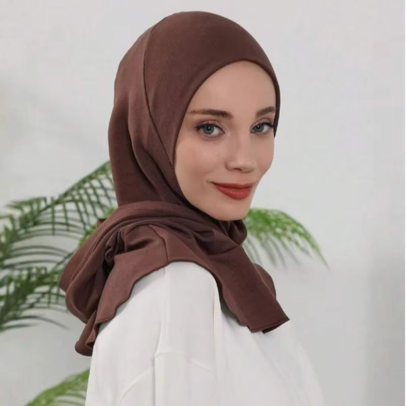 Hijab instantané en jersey pour femme musulmane, bonnet intérieur couleur unie, élastique et respirant, turban, bandana, foulards doux pour l'Aïd