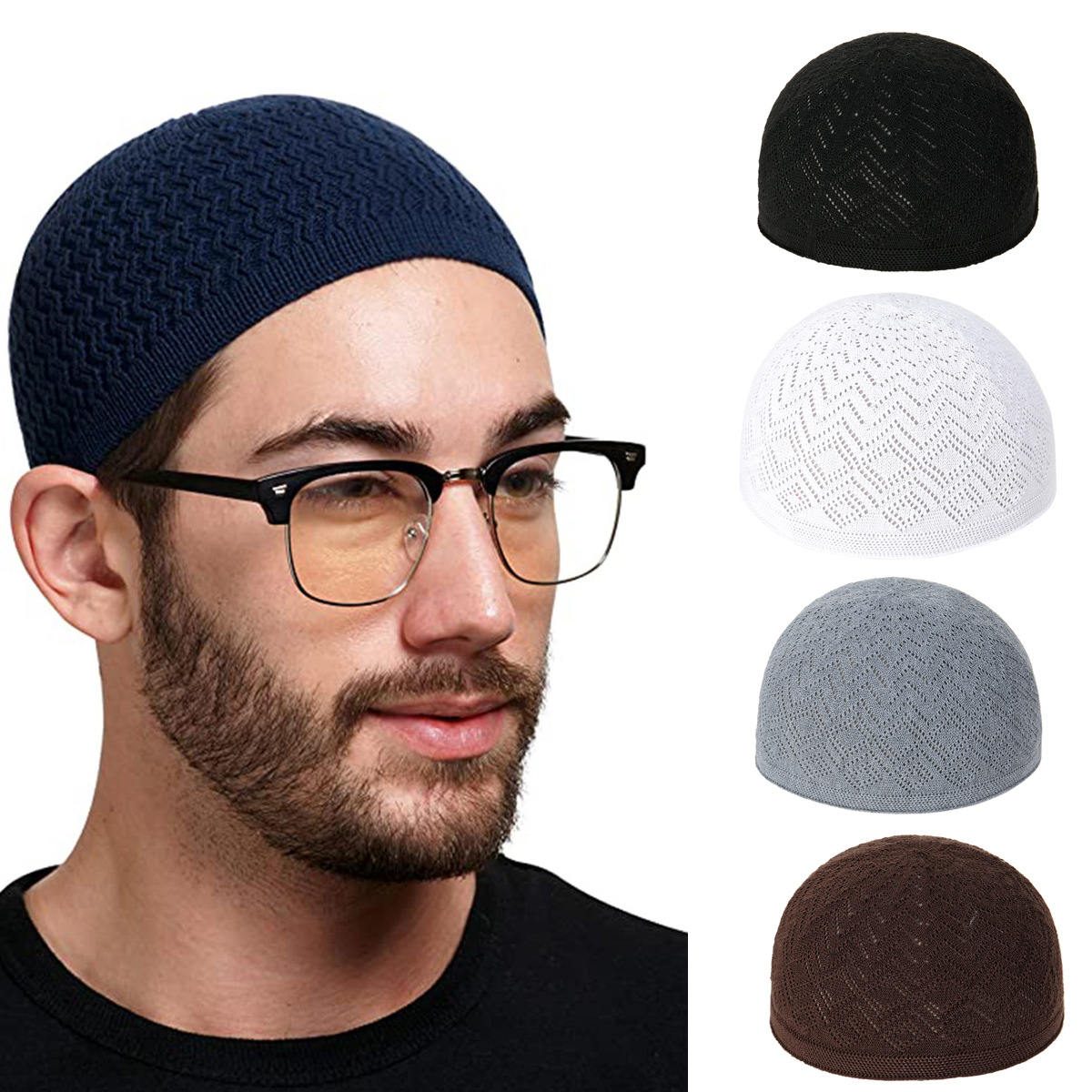 Nouveau bonnet turc 2026 pour hommes musulmans, Kufi, Turban, Casquette de prière islamique, Bonnets tricotés extensibles, Foulards de tête pour Ramadan et l'Aïd, pour homme arabe