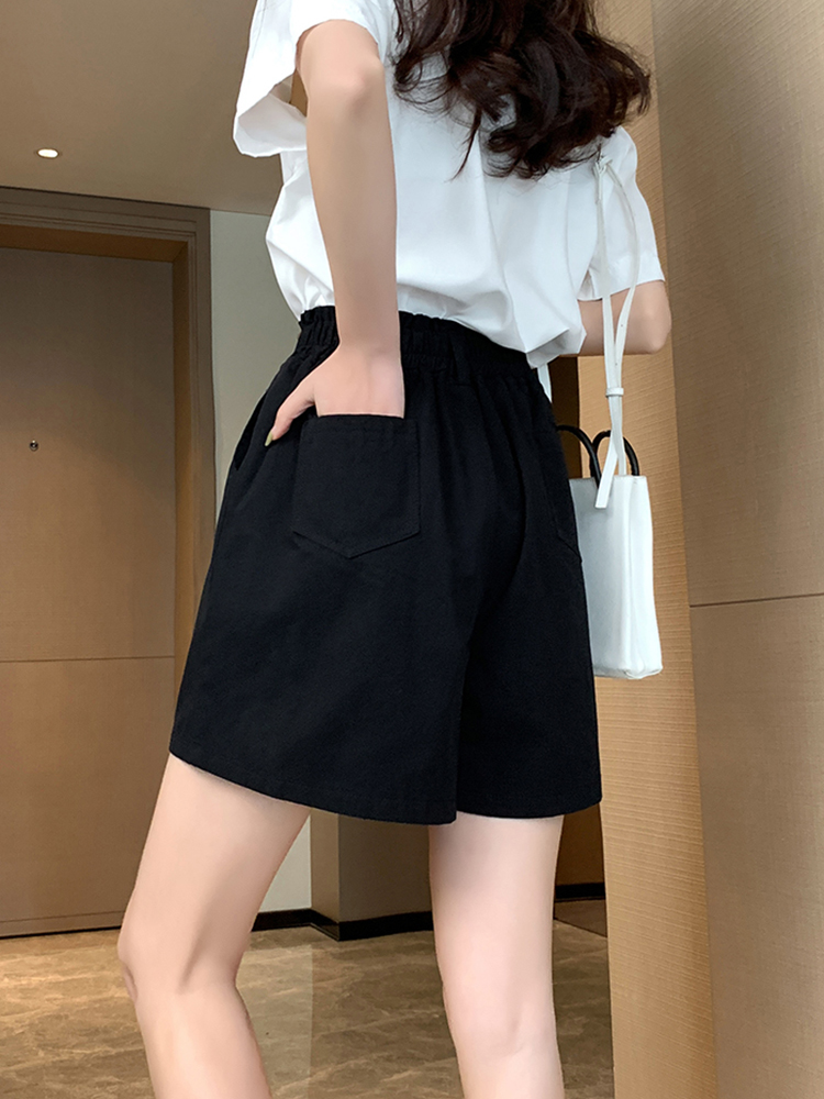 Lâche grande taille jupes d'été Shorts Femme décontracté jambe large Baggy noir rouge Shorts femmes taille élastique pantalons courts Femme Culottes
