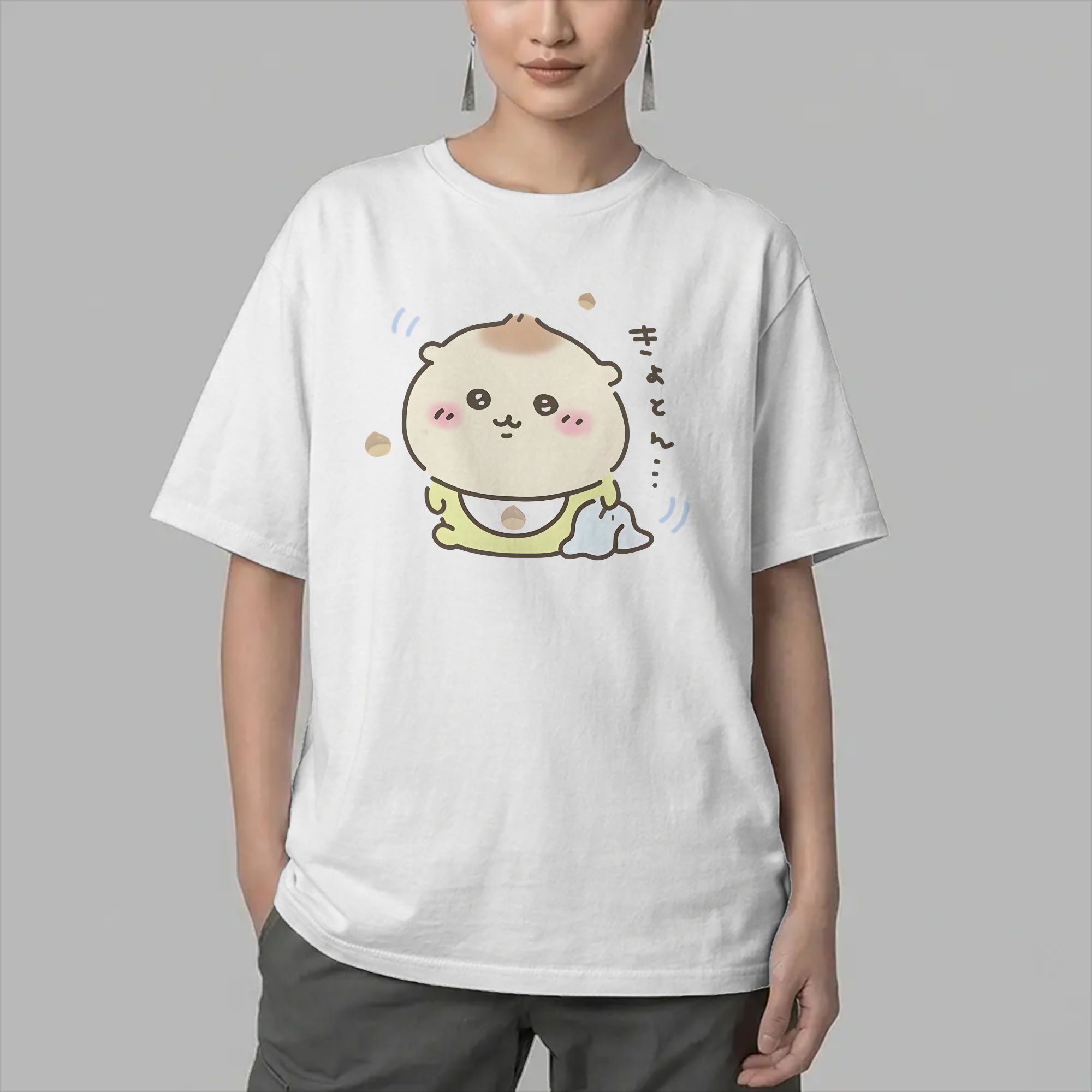 Chiikawas Kurimanju T-shirts pour hommes, t-shirts amusants à manches courtes, col rond, en pur coton, hauts pour adultes