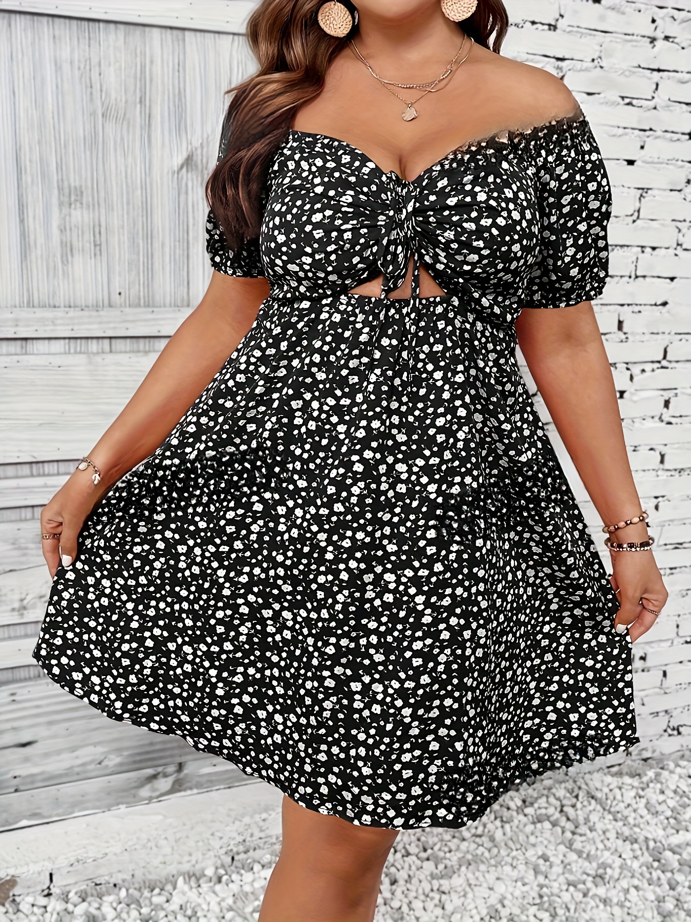 Grande taille été femmes élégant imprimé fleuri robe décontracté vacances hors de l'épaule robes sans bretelles