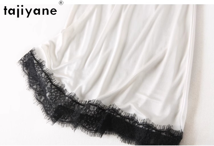 TAJIYANE 70% robes en soie de mûrier véritable 2025 femme été tricot soie robe à bretelles Sexy col en v frocs femmes vêtements