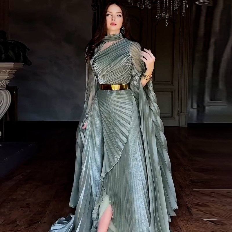 Robe musulmane Abaya femmes robes de soirée plis irréguliers Jalabiya caftan robes arabe longue Robe Ramadan maroc dubaï Abayas