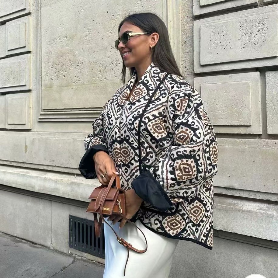Cardigan ample en coton imprimé, nouvelle mode décontractée, polyvalent, automne/hiver, nouveau produit pour femmes
