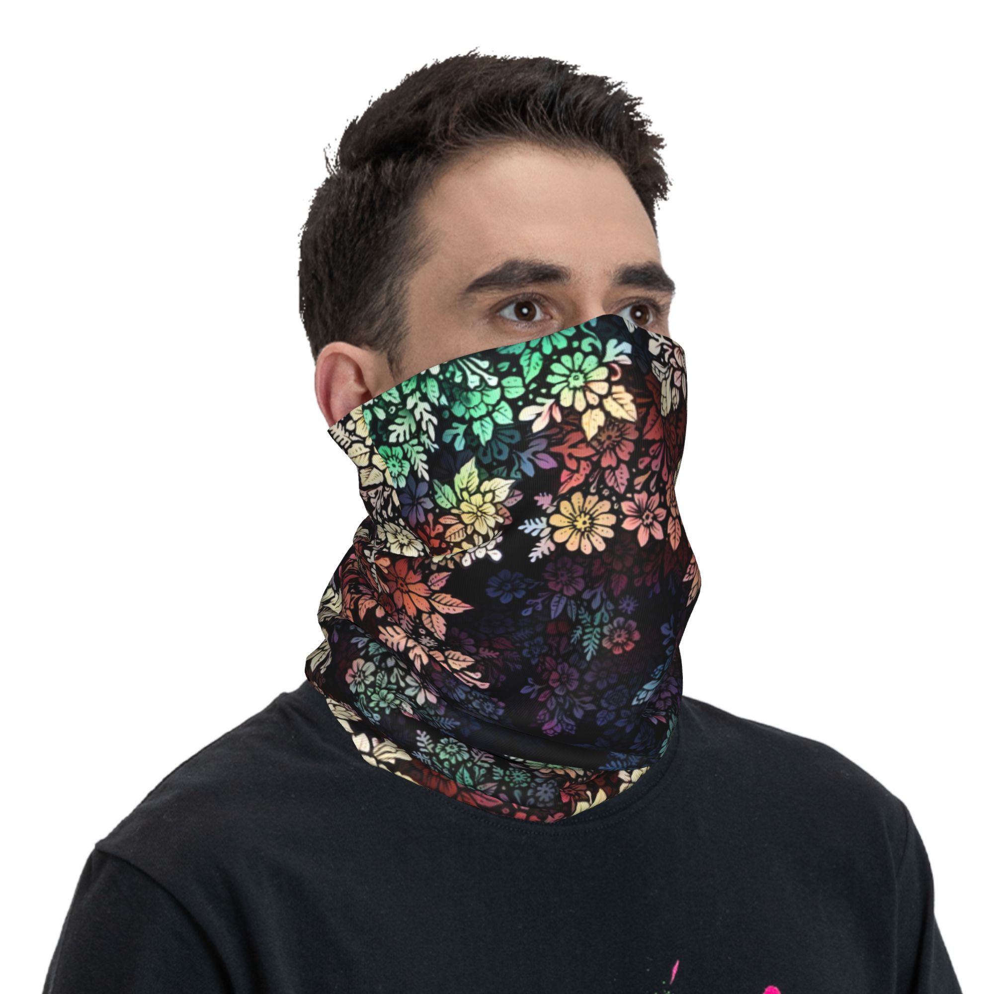 Cache-cou Bandana à fleurs personnalisé, pour randonnée, Camping, femmes et hommes, écharpe enveloppante, à la mode, impression numérique, bandeau plus chaud