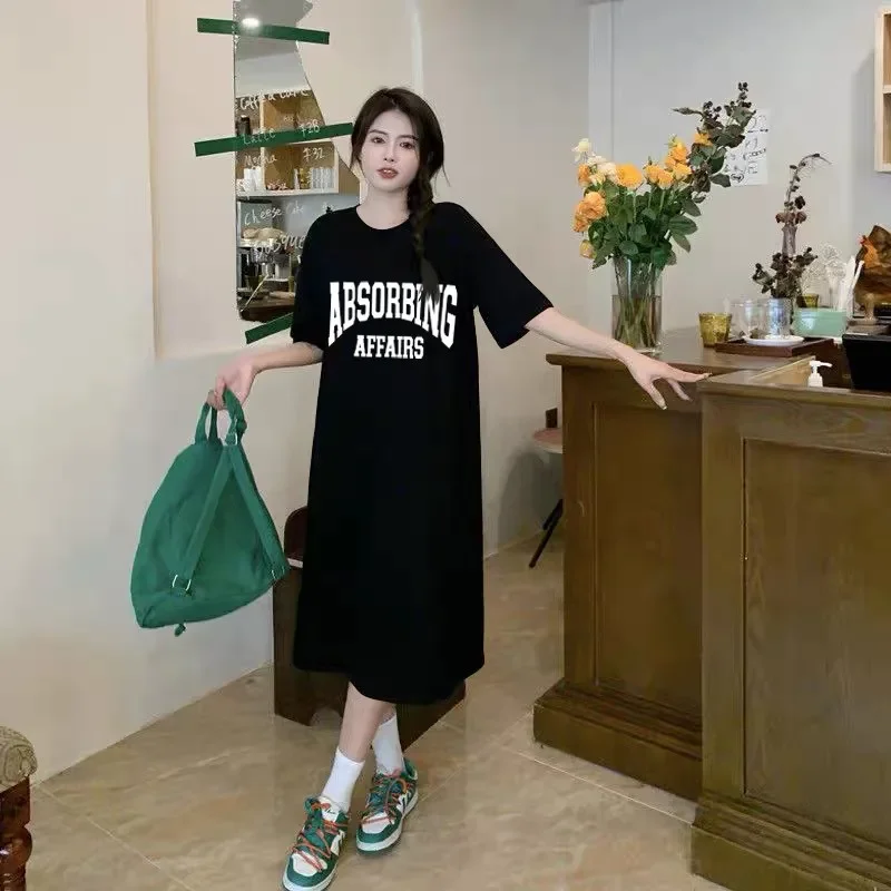 Robe d'été ample et décontractée à manches courtes pour femmes, mode coréenne, grande taille