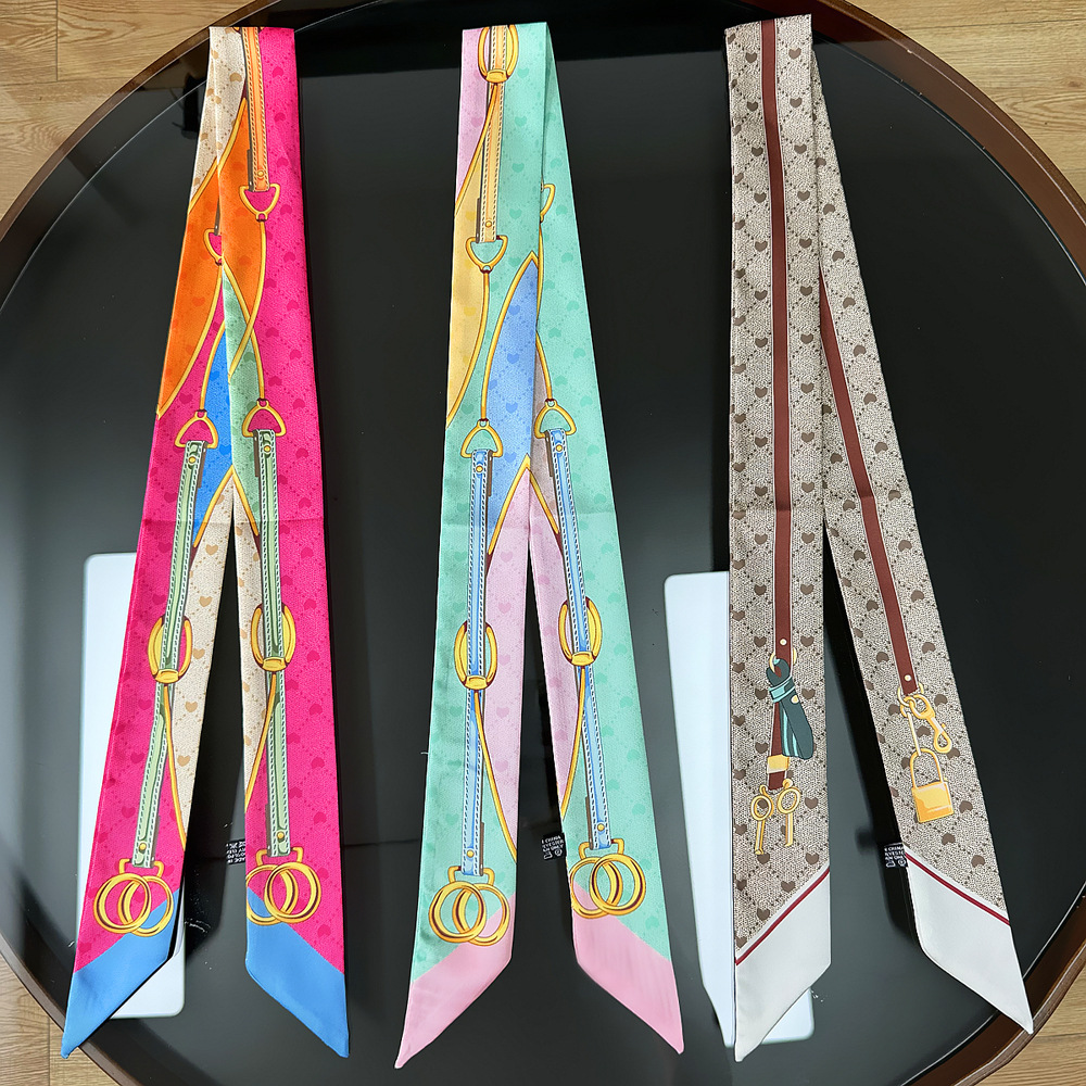 Écharpe décontractée en tissu sergé pour femmes, 118x5cm, en soie, Slim, enveloppement de cou, couleur unie, élégante pour le Shopping quotidien, fête