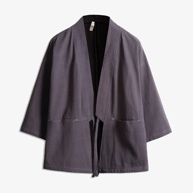 Chemise d'été pour homme, Kimono chinois, Chemise en coton à points ouverts, Cardigan de couleur unie, Streetwear japonais, Chemises fines, Vêtements