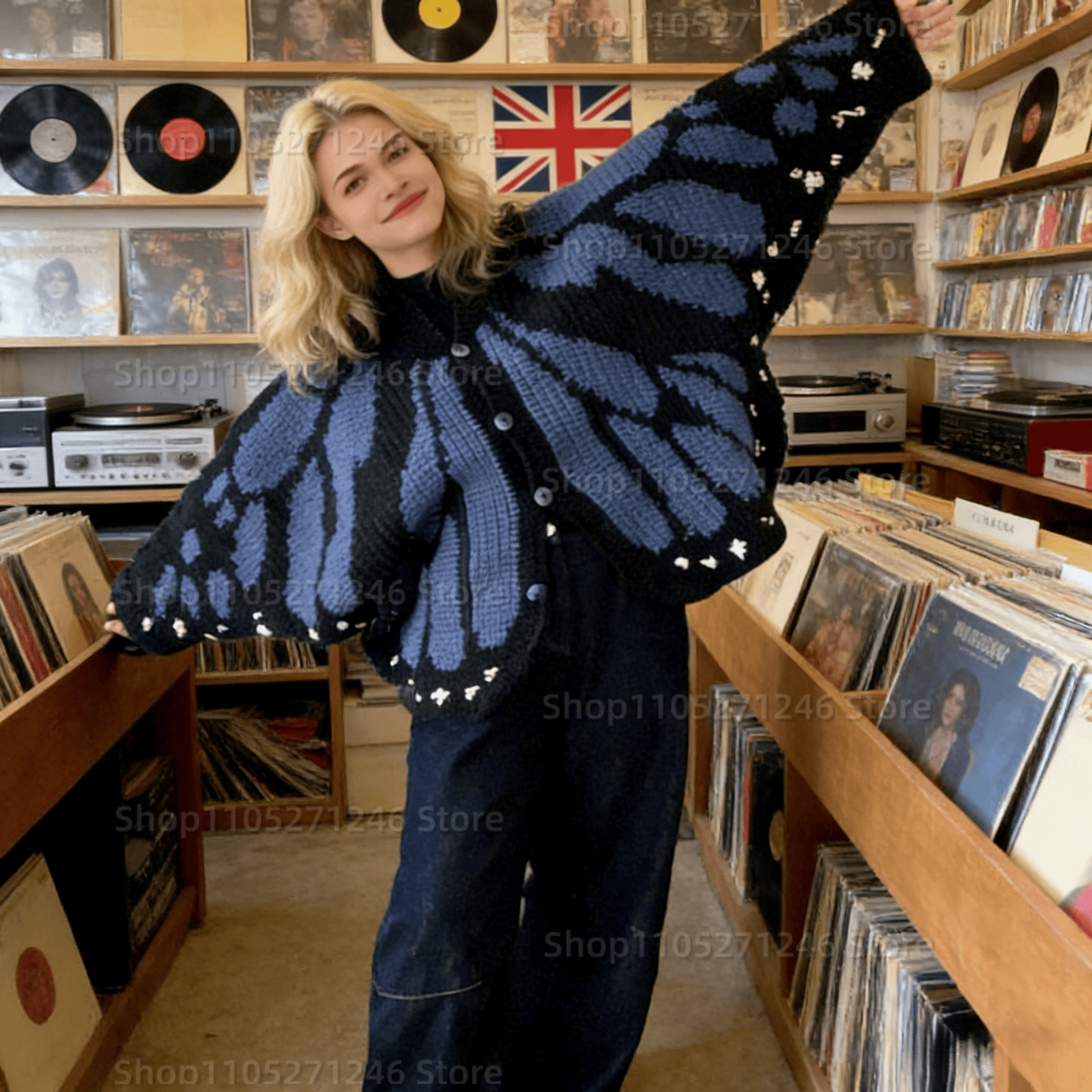 Cardigan en tricot crocheté motif papillon Monarch avec design d'ailes, cardigan papillon tendance pour femme, excellent cadeau pour la fête des mères