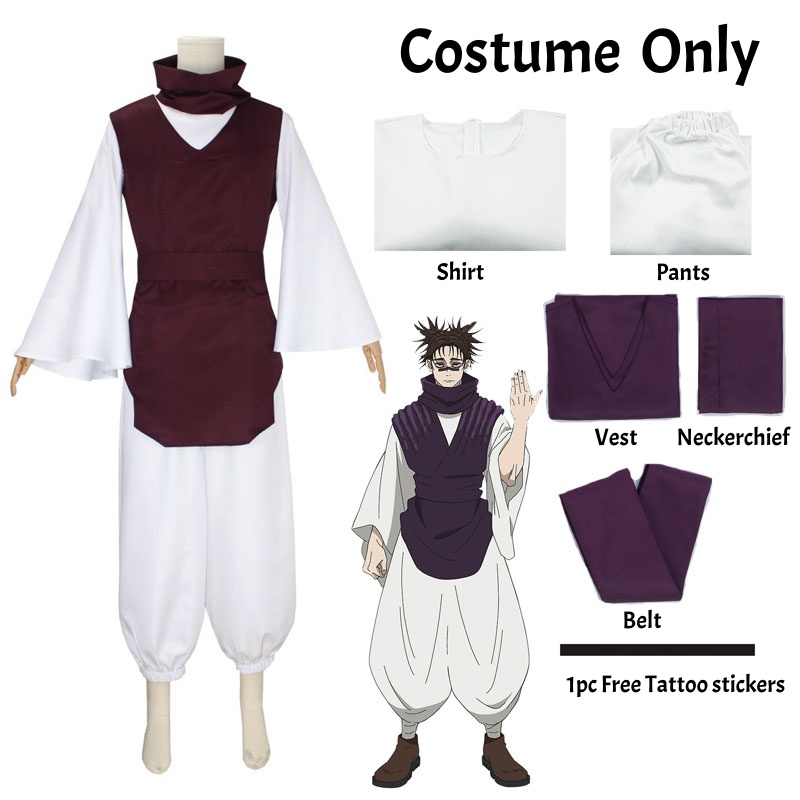Costume Choso Cosplay Personnage d'Anime Tenue d'Halloween Ensemble Kimono, Gilet, Ceinture, Pantalon pour Comic Con, Fête, Jeu de Rôle
