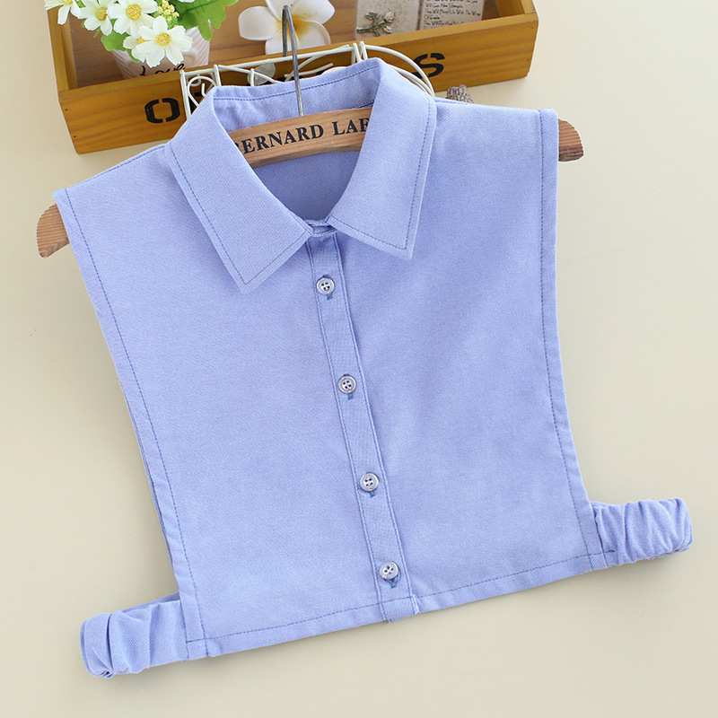 Chemise bleue XXL, demi-chemise amovible, col détachable pour femmes et hommes, costumes formels, pull de couleur unie, faux cols