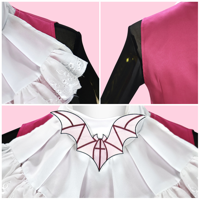 Costume de cosplay Draculaura, robe de vampire gothique Monster High, gilet rose, jupe blanche, tenue de fête d'Halloween pour femmes