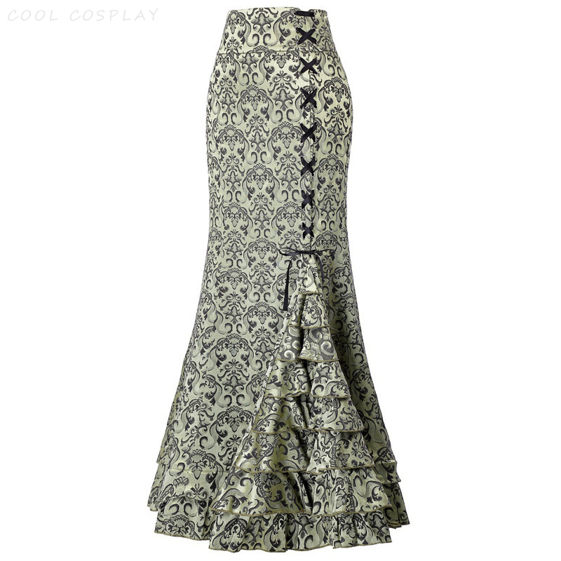 Jupes longues femmes Punk queue de poisson jupe Vintage gothique nouveau tempérament taille haute Goth jupe Festival tenue de fête femme vêtements