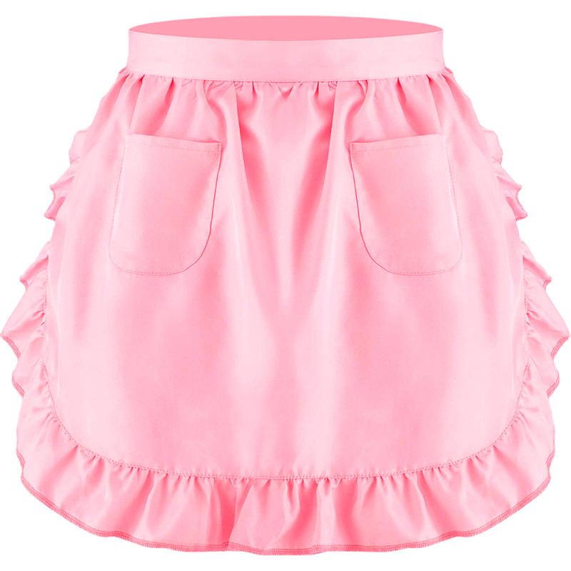 Tablier de cuisine court pour femme, style Lolita, sexy, en dentelle, noir et blanc, à bretelles, motif floral, pour café, maison et travail