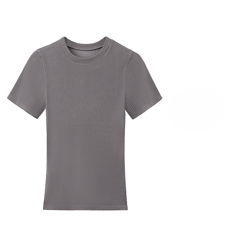 T-Shirt à manches courtes en soie de mûrier, haut de gamme, col rond, respirant et fin, couleur unie, vêtements féminins doux, printemps été