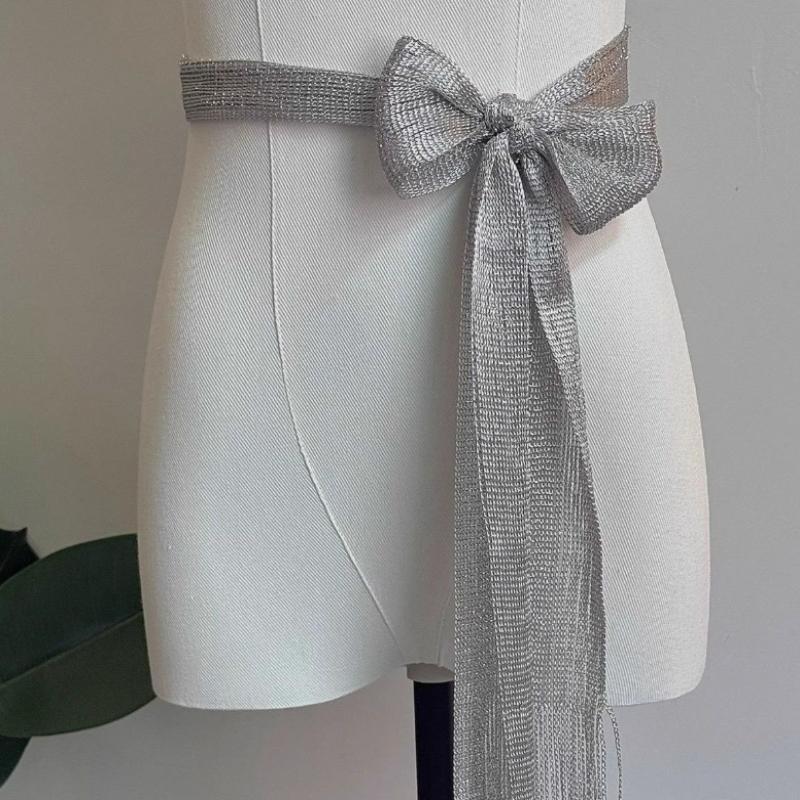 Écharpe longue unie à franges et pompons, ceinture fluide pour femme, idéale pour les tenues superposées et le bureau