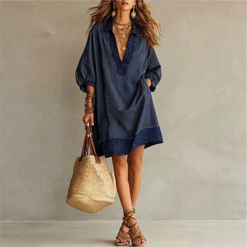 Nouvelle Robe Femme 2026 Décolleté Plongeant Imprimé Léopard, Style Décontracté Ample, Tendance, Confortable, Polyvalente, Unique et Originale