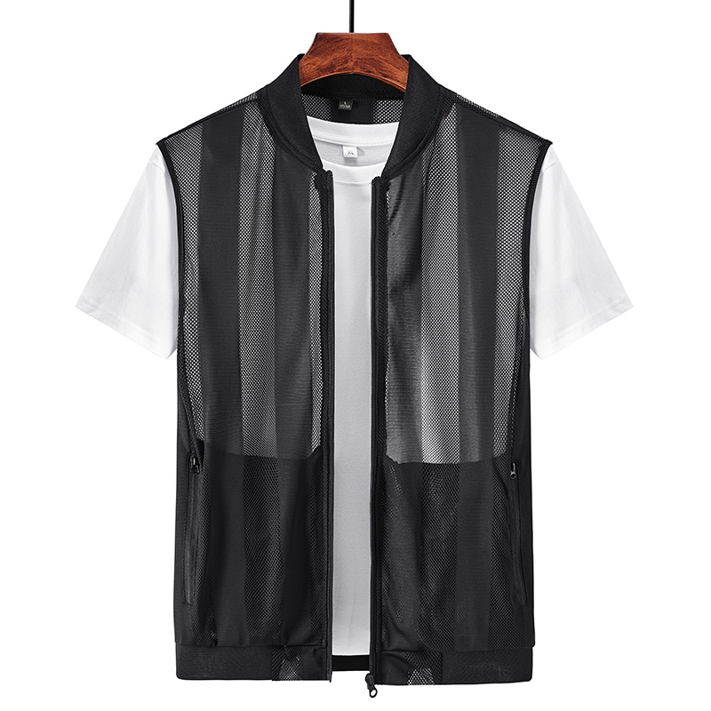 Gilet en maille creuse pour hommes, manteau de sport de plein air respirant, design de haute qualité, émail de loisirs, été