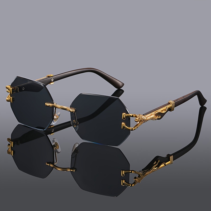 Lunettes de soleil classiques sans monture de marque de luxe pour hommes et femmes, style rétro vintage punk, verres dégradés, monture en métal