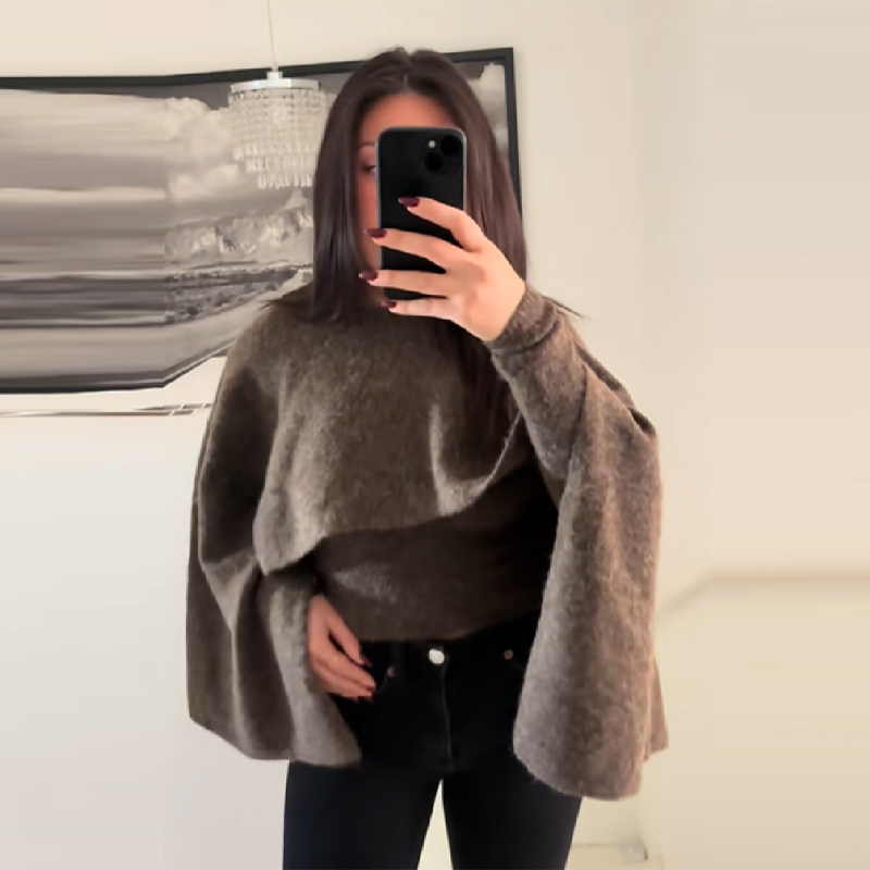 Chic décontracté tricots dame mode élégant modeste classique polyvalent Simple Cape hauts fête à la mode automne femme tricoté chandails