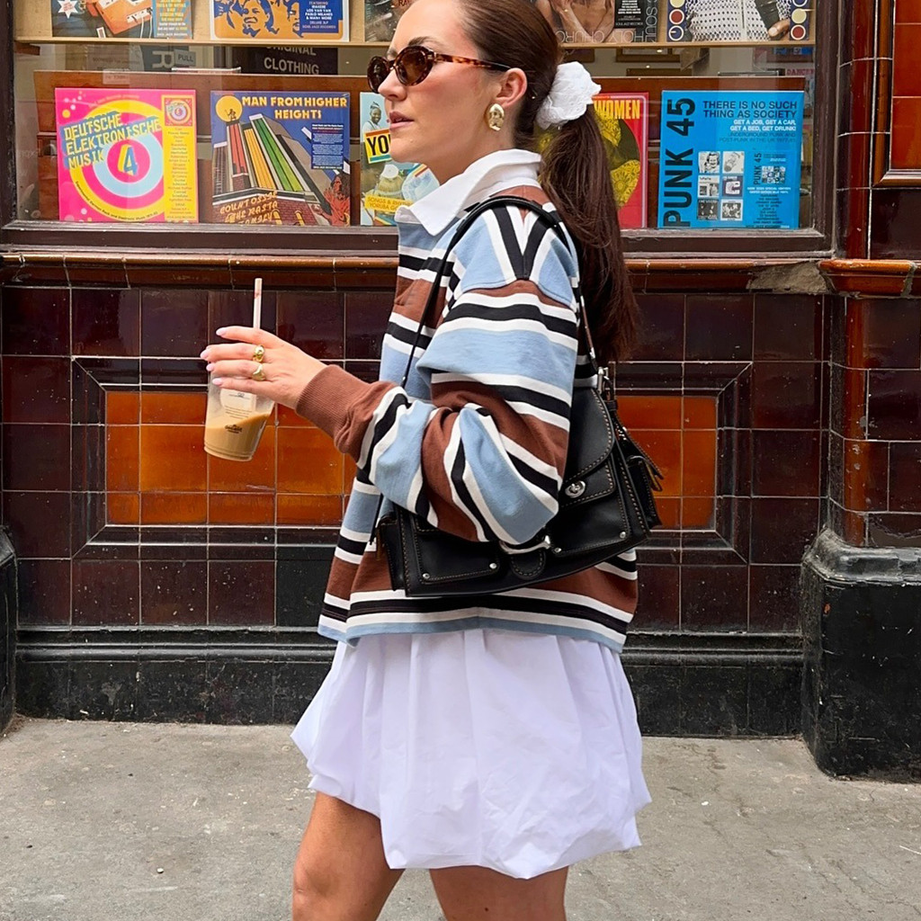 T-shirts rayés pour femmes hauts à manches longues col rabattu rue femmes T-shirts Preppy hauts pullover sweat-shirt esthétique