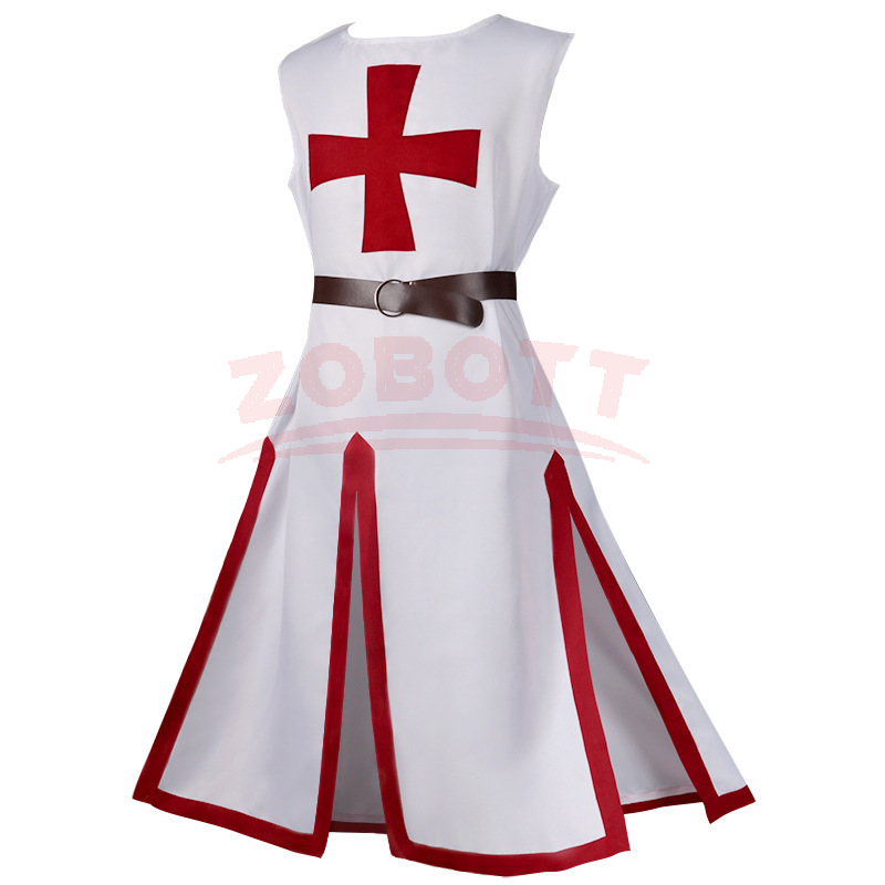 Ensemble de surchemise de chevalier templier médiéval pour homme, tunique de guerrier de la Renaissance avec ceinture, tenue de cosplay d'Halloween