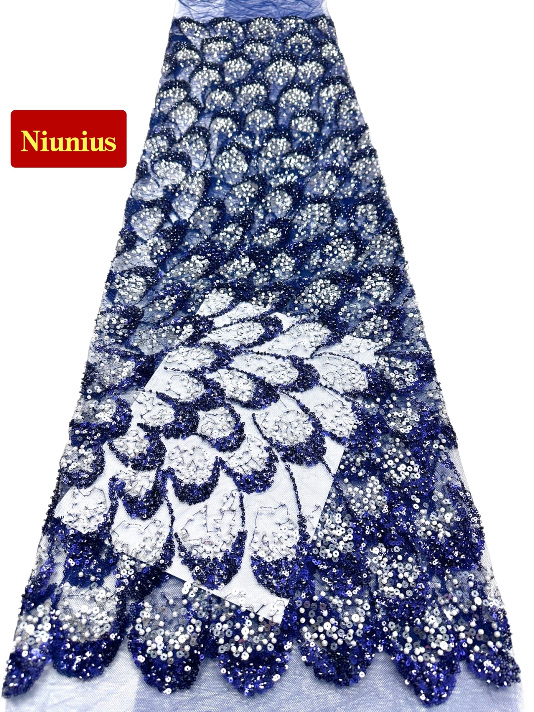 Tissu élégant pour robe de soirée de mariage 2026 - Tulle doux, dentelle à sequins et pierres, haute qualité (Dernière collection Autriche) NN5891_Z