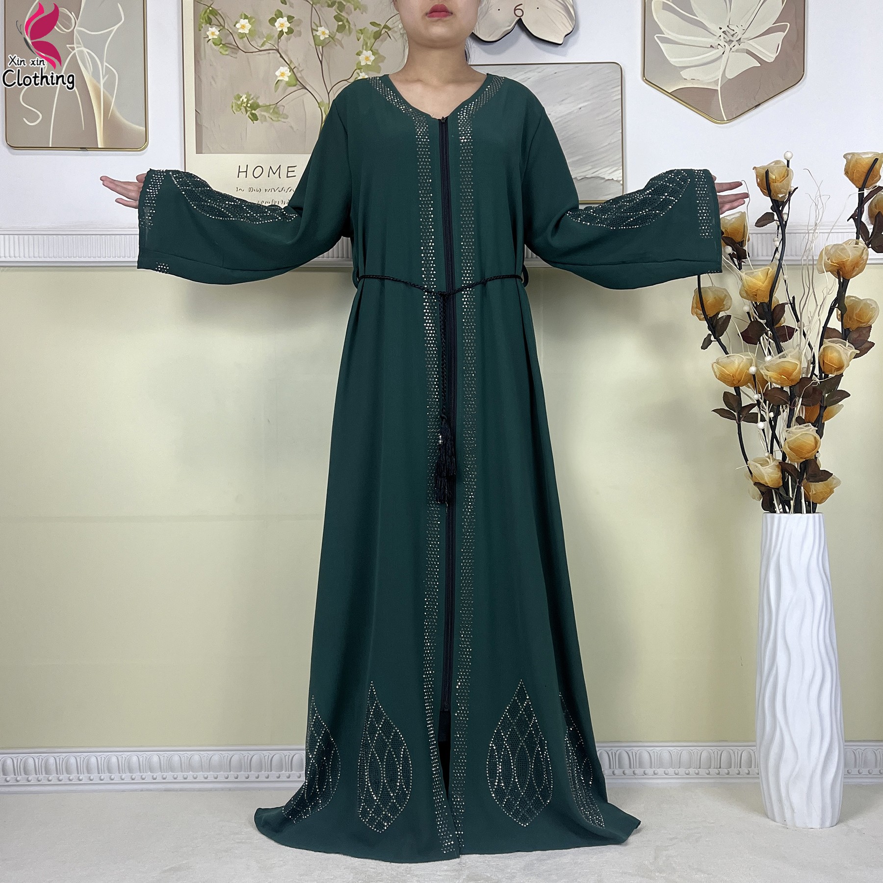 Nouvelle robe de soirée élégante musulmane de Dubaï 2025, abaya à fermeture éclair, vêtements islamiques pour femmes, manches longues, tissu en mousseline ample, robe africaine