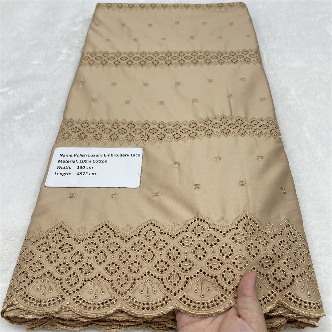 Dentelle africaine 100% coton pour hommes et femmes, tissu voile africain poli, haute qualité, 5 yards, nigérian, Dubaï, couple, couture suisse