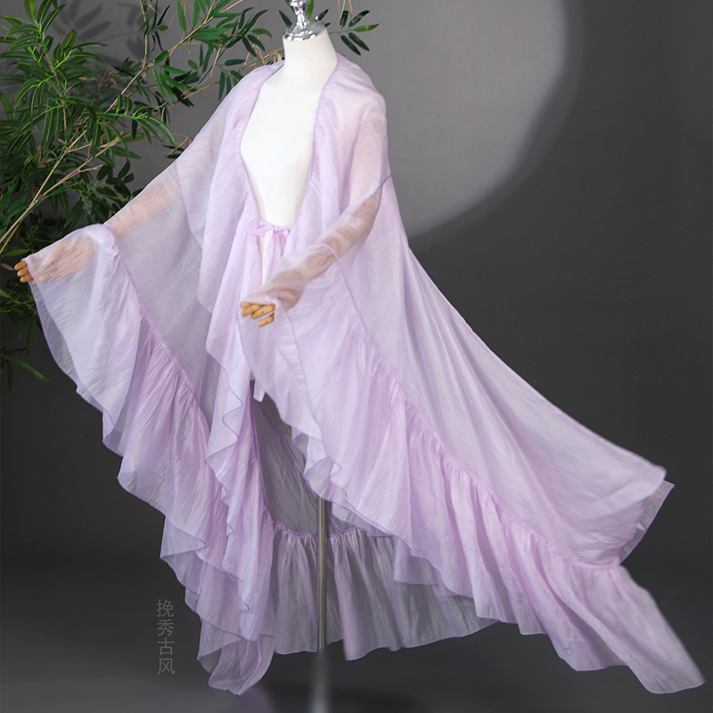 Magnifique manteau Hanfu pour femmes, élégant, féerique, en mousseline de soie, pétale chinois, manches larges, cape, Costume de Cosplay, Cardigan chinois ancien