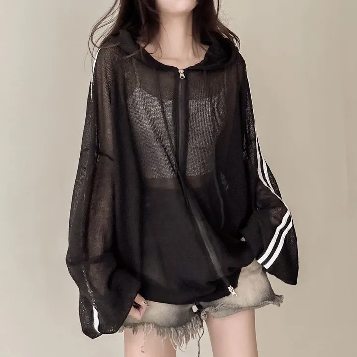 Femmes noir crème solaire vêtements rétro ample à manches longues mince lin veste mode vêtements d'extérieur pour femmes femme tricoté Cardigan 2025