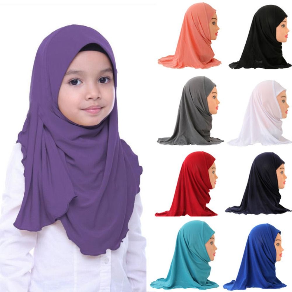Filles musulmanes enfants Hijab écharpe islamique châles matériau doux et extensible pour 2 à 7 ans filles 50 cm enfants Hijabs