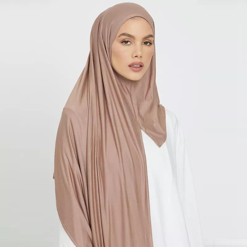 Prêt à porter Premium coton instantané Jersey Hijab bon point extensible Jersey écharpe plaine châles musulmans Turban chapeaux
