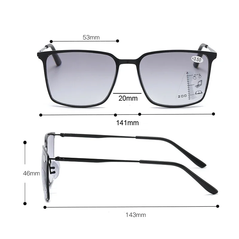 Lunettes multifocales progressives pour hommes et femmes, Design de luxe, carrées, finition proche de loin, lunettes de lecture unisexes, lunettes dioptrie