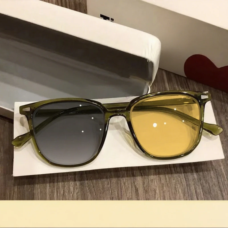 Lunettes photochromiques pour myopie, Vision jour et nuit, grand cadre carré, Anti-éblouissement, pour la conduite, Protection UV, lunettes grises