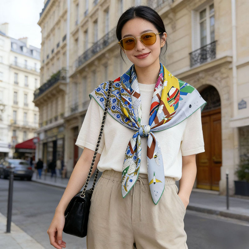 Grand Foulard Carré 100% Soie 35"x35" NOUVEAU Imprimé Soie Véritable Écharpe