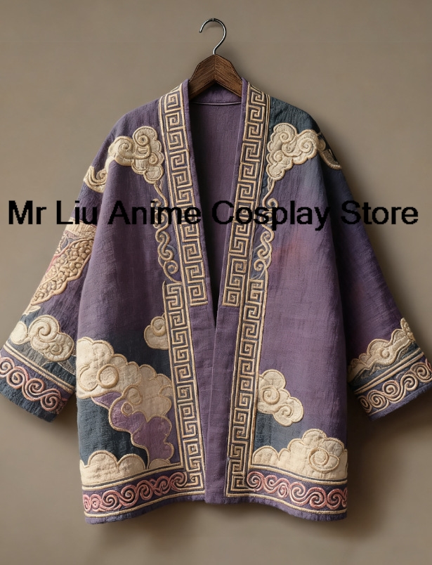 Kimono Cardigan pour Adulte, Veste Imprimée Vintage à Manches Courtes, Peignoir Yukata Haori, Chemise Décontractée Ample pour Homme, Manteau d'Extérieur