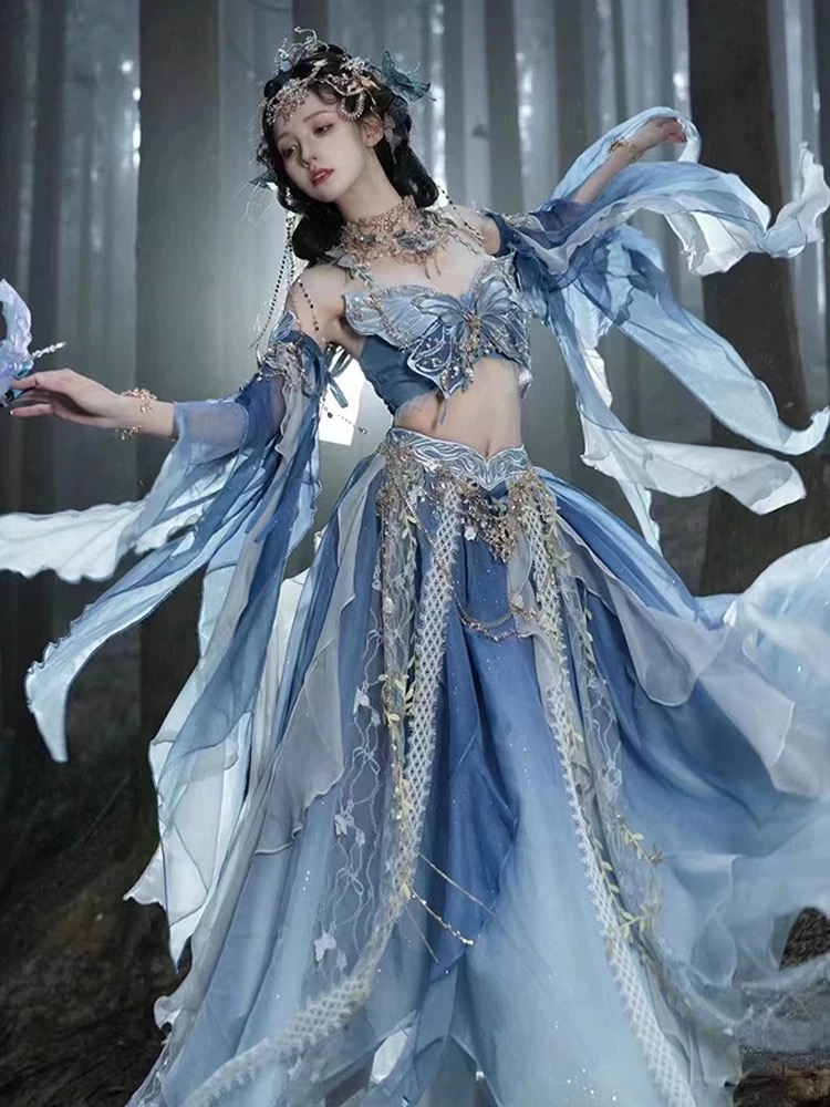 Robe papillon Hanfu, robe de style exotique elfique, robe sirène, jupe de princesse de la région occidentale, robe Han pour filles, costume de fée de la jungle