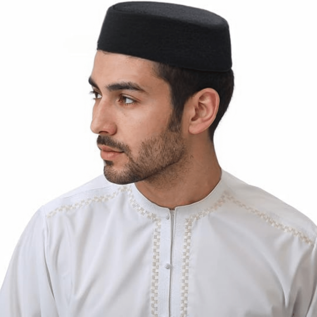 Chapeau de prière musulman pour homme, Kufi, Kofia, Topi, bonnet de prière, couvre-chef arabe, cadeau Ramadan Aïd, noir